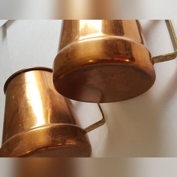 VINTAGE Two (2)  Copper Brass Handle Beer Steins/Mugs/Mule * Excellent C… - Picture 7 of 8